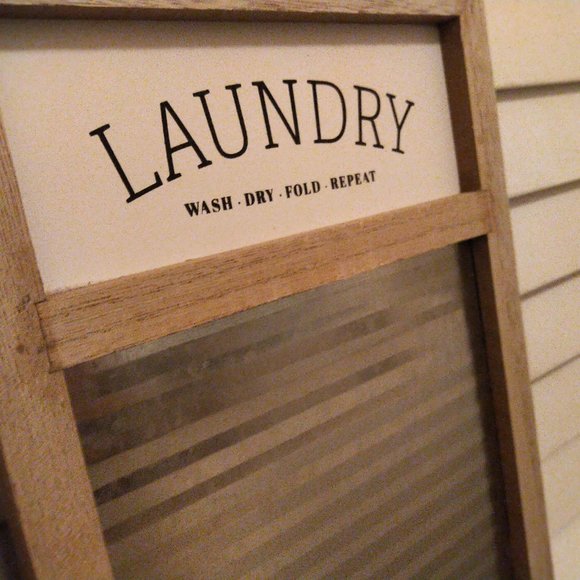 Laundry "washboard" signs - wash dry fold repeat - Laundry Open 24 hrs - set NEW - Picture 8 of 13